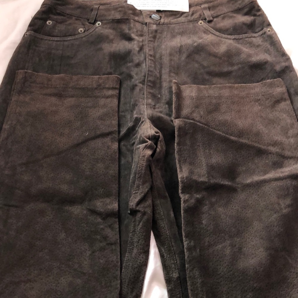 Sz 14 LONG (TALL) 100 % LEATHER SUEDE pants 32” inseam NWT